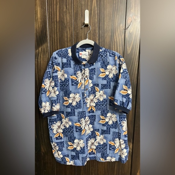 Vintage Paradise Hibiscus PulloverGenuine Hawaiian Shirt-Forever Hawaii Size: Lg - Picture 1 of 9